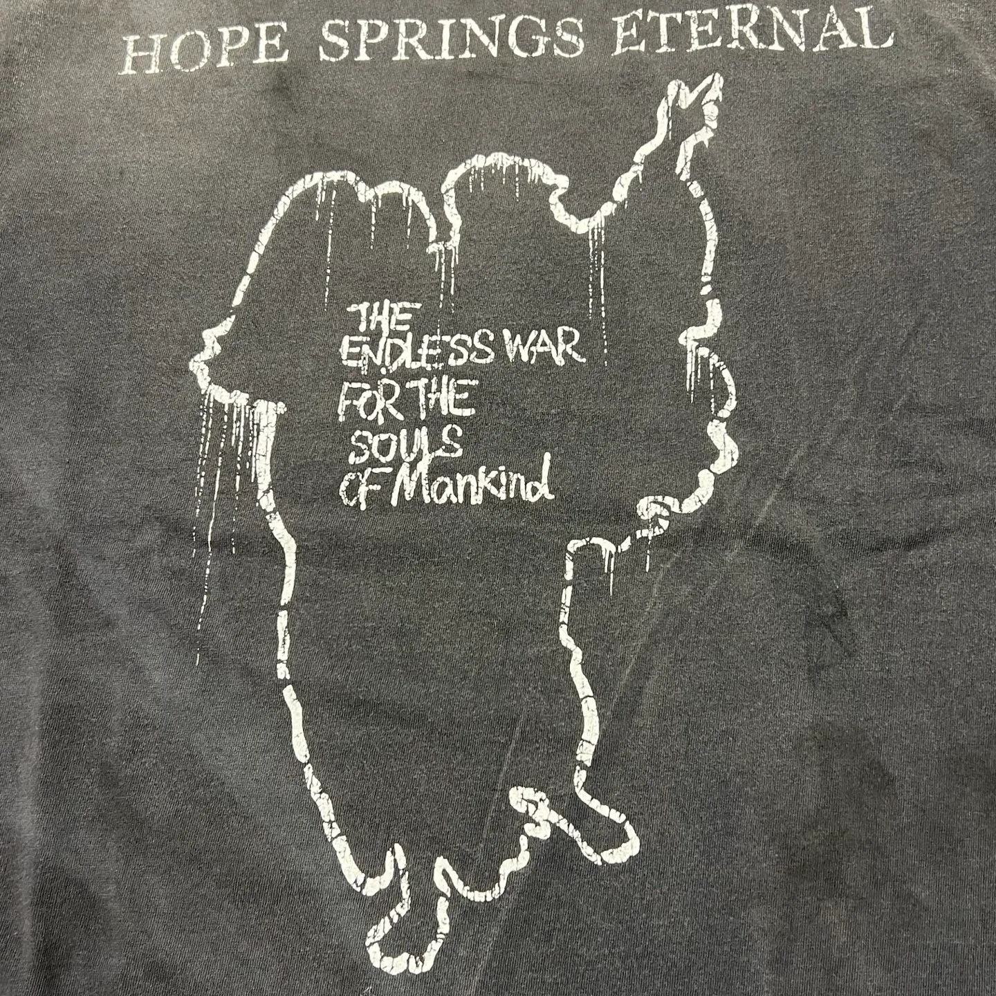SAINT Mxxxxxx SS TEE/HOPE SPRING/BLK Jesus slogan retro distressed TEE, washed black S-XL, consistent with the original version, cylindrical side seam OE yarn fabric, garment dyeing, heavy wash water fading, bust bandage fading, correct version matching, original matching accessories, original level printing restoration